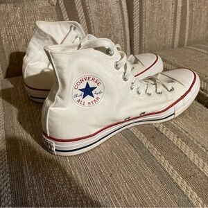 Converse Kids White High-Top Sneakers with Red Accents
